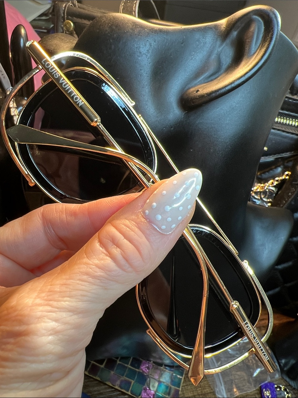 Gold Frame Black Lens Women’s Sunglasses
